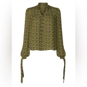 Floral Print Women's Blouse - Green